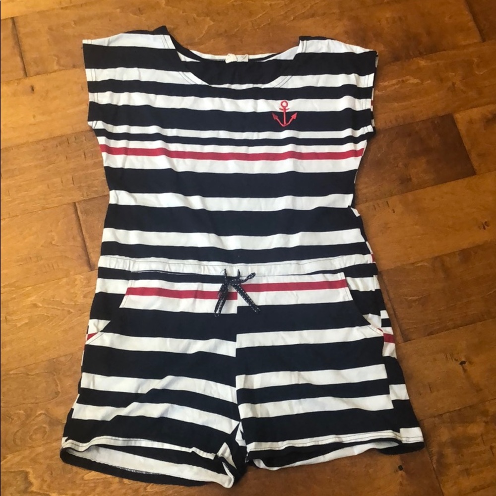 🦄Size Large: Striped Nautical Romper